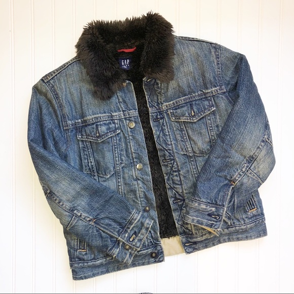 boys fur lined denim jacket